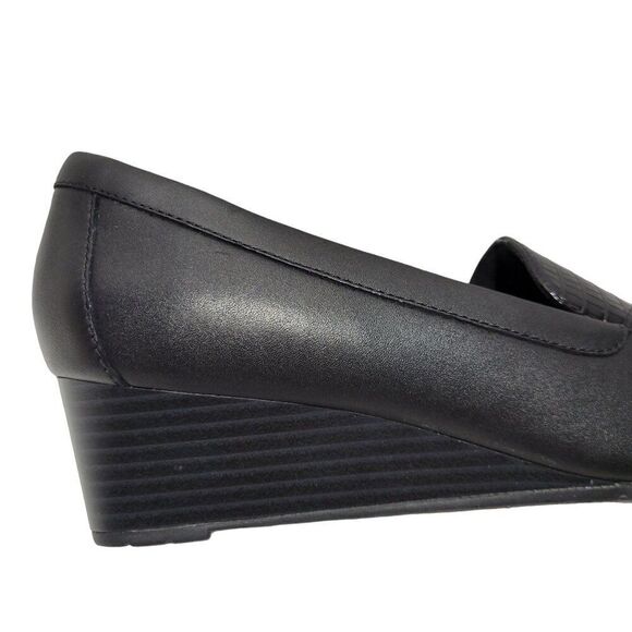 Clarks Wedge Heels Women Size 8.5 M Mallory Pearl Black Shoes Ortholite Footbed - Picture 3 of 13